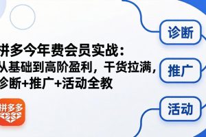 拼多多年费会员实战(更新26年4月28)：从基础到高阶盈利，干货拉满，诊断+推广+活动全教