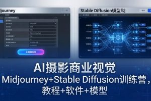 AI摄影商业视觉Midjourney+Stable Diffusion训练营,教程+软件+模型