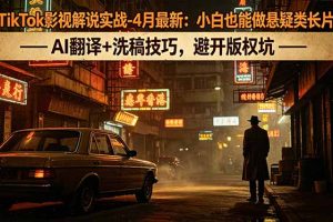 TikTok影视解说实战-4月最新:小白也能做悬疑类长片,AI翻译+洗稿技巧,避开版权坑