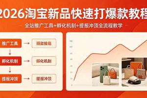 2026淘宝新品快速打爆款教程，全站推广工具+孵化机制+提报冲顶全流程教学