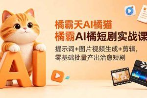 橘霸天AI橘猫短剧实战课：提示词+图片视频生成+剪辑，零基础批量产出治愈短剧