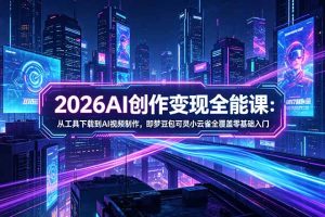 2026AI创作变现全能课-更新5月：从工具下载到AI视频制作，即梦豆包可灵小云雀全覆盖零基础入门