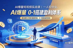 AI爆量短视频实战课｜一人轻创业，算法脚本剪辑直播同城，0-1搭建盈利体系