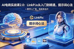 AI 电商实战课2.0｜LinkPix 从入门到精通，提示词心法 + 数字人广告，低成本出片