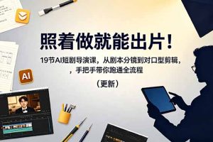 照着做就能出片！19节AI短剧导演课，从剧本分镜到对口型剪辑，手把手带你跑通全流程（更新）