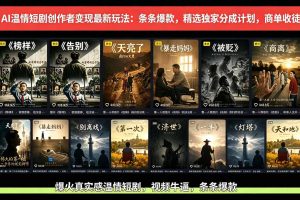 AI温情短剧创作者变现最新玩法:视频牛逼,条条爆款,精选独家分成计划,商单收徒