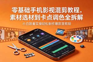 零基础手机影视混剪教程,素材选材到卡点调色全拆解,小白跟着实操轻松制作爆款混剪短片