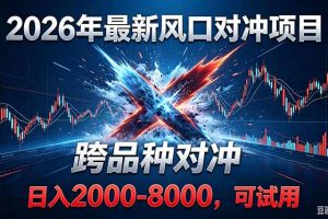 2026创业新风口！最新对冲！跨品种对冲！日收益2000-6000+