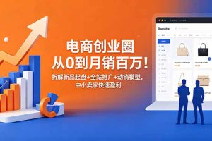 电商创业圈从0到月销百万！拆解新品起盘+全站推广+动销模型，中小卖家快速盈利