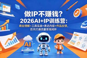 做IP不赚钱？2026AI+IP训练营：商业理解+工具实战+表达内容+作品反馈，百天打通流量变现闭环