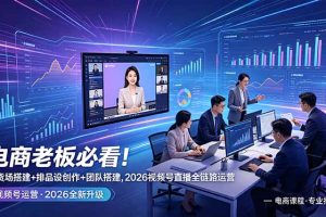 电商老板必看！人货场搭建+排品设计+素材创作+团队搭建，2026视频号直播全链路运营