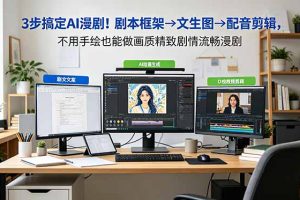3步搞定AI漫剧！剧本框架→文生图→配音剪辑，不用手绘也能做画质精致剧情流畅漫剧