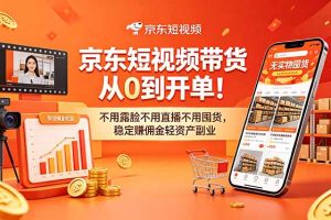 京东短视频带货从0到开单！不用露脸不用直播不用囤货，稳定赚佣金轻资产副业