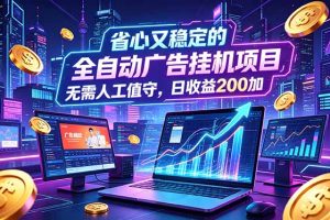 全自动广告挂机项目，全程无需人工值守。稳定创收每日收益200+