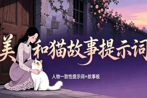 美女和猫故事提示词，人物一致性提示词+故事板