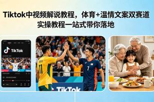 Tiktok中视频解说教程，体育+温情文案双赛道实操教程一站式带你落地