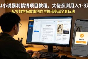 AI小说暴利搞钱项目教程-更新，大佬亲测月入1-3万，从零教学短故事创作与投稿变现全套玩法