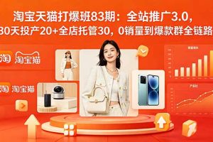 :全站推广3.0,30天投产20+全店托管30,0销量到爆款群全链路