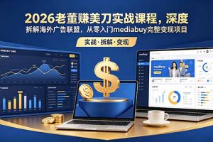 2026老董赚美刀实战课程,深度拆解海外广告联盟,从零入门mediabuy完整变现项目