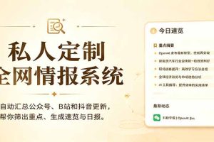 私人全网情报系统：自动汇总公众号B站抖音，AI筛重点生成日报，信息不再错过 (教程+源代码)
