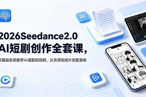 2026Seedance2.0AI短剧创作全套课,零基础系统教学AI漫剧短视频,从灵感到成片完整落地