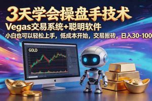 三天学会操盘手技术,vegas技术+聪明软件,小白也可以轻松上手,日入500+