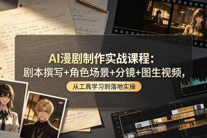AI漫剧制作实战课程:剧本撰写+角色场景+分镜+图生视频,从工具学习到落地实操
