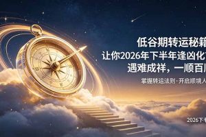 转运秘籍，让你2026年下半年逢凶化吉，遇难成祥，一顺百顺。