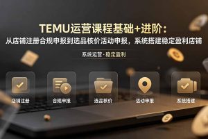 TEMU运营课程（基础+进阶）：从店铺注册合规申报到选品核价活动申报，系统搭建稳定盈利店铺