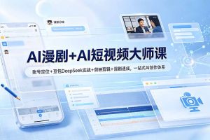 AI漫剧+AI短视频大师课:账号定位+豆包DeepSeek实战+剪映剪辑+漫剧速成,一站式AI创作体系