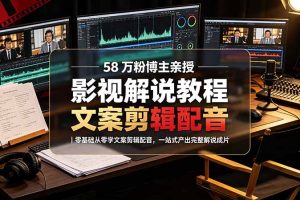 58 万粉博主荧幕春秋亲授影视解说教程｜零基础从零学文案剪辑配音，一站式产出完整解说成片