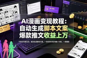 AI漫画变现教程：不用手写提示词，自动生成脚本文案，一份伙伴计划万播5-10块，一条爆款推文收益上万