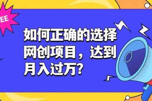 如何正确的选择网创项目,达到月入过万?,本课程教你正确选择项目。