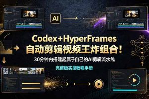 Codex+HyperFrames自动剪辑视频王炸组合!30分钟内搭建起属于自己的AI剪辑流水线(完整版实操教程手册)