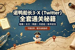 诺鸭船长3·X（Twitter）全套通关秘籍，短推、长文、网感、冷启动、账号定位，不靠玄学，靠方法和协作
