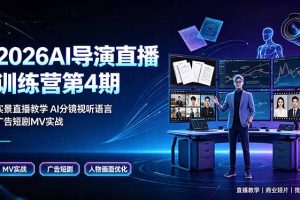，实景直播教学AI分镜视听语言，广告短剧MV实战，解决人物画面崩坏痛点