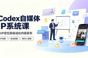 Codex自媒体IP系统课:IP诊断/热点抓取/IP蒸馏 Skill,爆款复刻数字人多平台自动发布教程