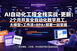 AI自动化工程全栈实战-更新：2个月开发全自动化数字员工，大模型+工作流+RPA+部署一站式掌握