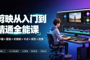 剪映从入门到精通全能课：画中画×蒙版×关键帧×卡点×调色×抠像，一站式掌握剪辑核心技能