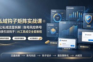 私域钩子矩阵实战课〓公私域流量拆解｜账号风控养号｜18类引流钩子｜AI工具成交全套教程