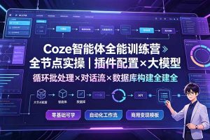 Coze智能体全能训练营：全节点实操｜插件配置×大模型×循环批处理×对话流×数据库构建全教学