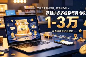 无需全天在线值守，稳定被动收入，深耕拼多多虚拟每月增收 1-3 万