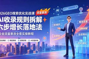 2026GEO搜索优化实战课:AI收录规则拆解|六步增长落地法|企业流量暴涨全套实操教程