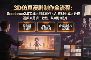 3D仿真漫剧制作全流程：Seedance2.0实战×剧本创作×AI素材生成×分镜视频×剪辑一致性，从0到1成片