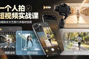 一个人拍短视频实战课:情绪励志文艺旅行多题材×五大景别×黄金构图×八大运镜,从拍摄到成片高效创作