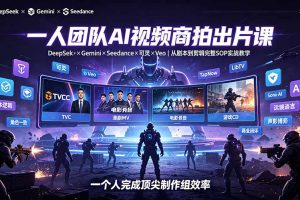 一人团队AI视频商拍出片课:DeepSeek×Gemini×Seedance×可灵×Veo,从剧本到剪辑完整SOP实战教学