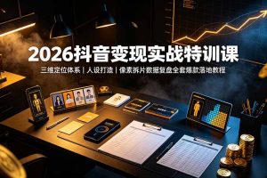 2026抖音变现实战特训课:三维定位体系|人设打造|像素拆片数据复盘全套爆款落地教程