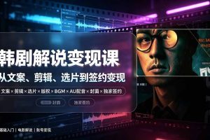 抖音270W粉丝博主亲授韩剧解说课:文案×剪辑×选片×版权×BGM×AU配音×封面×独家签约,零基础到变现