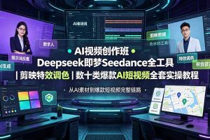 AI视频创作班◆Deepseek即梦Seedance全工具｜剪映特效调色｜数十类爆款AI短视频全套实操教程